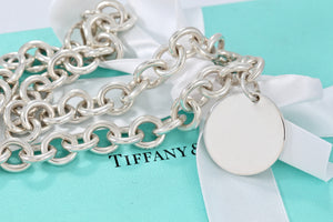 Return To Tiffany & Co. Silver Round Tag Charm 10mm Heavy Link 16" Necklace