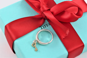 Tiffany & Co. 18K Gold & Silver Dangle Mini Key Ring Band