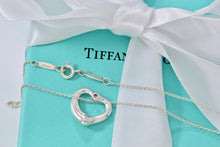 Load image into Gallery viewer, Tiffany &amp; Co. Elsa Peretti Silver Pink Sapphire Small Open Heart Necklace
