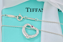 Load image into Gallery viewer, Tiffany &amp; Co. Elsa Peretti Silver Pink Sapphire Small Open Heart Necklace
