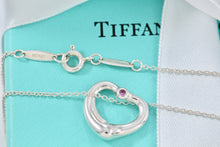 Load image into Gallery viewer, Tiffany &amp; Co. Elsa Peretti Silver Pink Sapphire Small Open Heart Necklace
