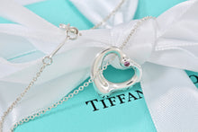 Load image into Gallery viewer, Tiffany &amp; Co. Elsa Peretti Silver Pink Sapphire Small Open Heart Necklace
