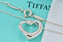 Load image into Gallery viewer, Tiffany &amp; Co. Elsa Peretti Silver Pink Sapphire Small Open Heart Necklace

