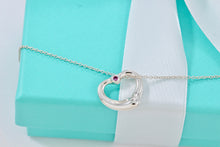Load image into Gallery viewer, Tiffany &amp; Co. Elsa Peretti Silver Pink Sapphire Small Open Heart Necklace

