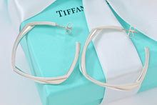 Load image into Gallery viewer, Tiffany &amp; Co. Silver Frank Gehry Large Square Torque Hoop Earrings

