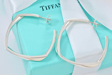 Load image into Gallery viewer, Tiffany &amp; Co. Silver Frank Gehry Large Square Torque Hoop Earrings
