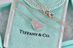 Tiffany & Co. Paloma Picasso Silver Diamond Modern Heart Necklace