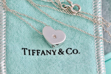 Load image into Gallery viewer, Tiffany &amp; Co. Paloma Picasso Silver Diamond Modern Heart Necklace
