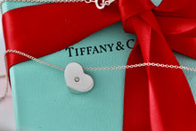 Load image into Gallery viewer, Tiffany &amp; Co. Paloma Picasso Silver Diamond Modern Heart Necklace
