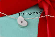 Load image into Gallery viewer, Tiffany &amp; Co. Paloma Picasso Silver Diamond Modern Heart Necklace
