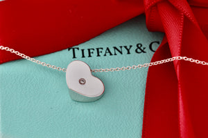 Tiffany & Co. Paloma Picasso Silver Diamond Modern Heart Necklace