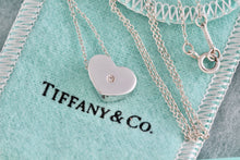 Load image into Gallery viewer, Tiffany &amp; Co. Paloma Picasso Silver Diamond Modern Heart Necklace
