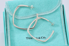 Load image into Gallery viewer, Tiffany &amp; Co. Silver Frank Gehry Large Square Torque Hoop Earrings
