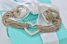 Load image into Gallery viewer, Tiffany &amp; Co. Silver Multi Strand Toggle Open Heart Mesh Bracelet
