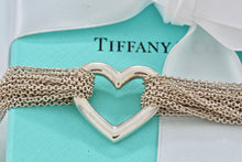 Load image into Gallery viewer, Tiffany &amp; Co. Silver Multi Strand Toggle Open Heart Mesh Bracelet
