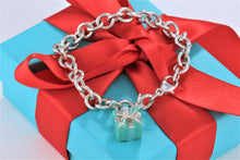 Load image into Gallery viewer, Tiffany &amp; Co. Silver Blue Enamel Giftbox Charm Bracelet
