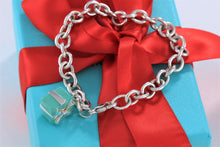 Load image into Gallery viewer, Tiffany &amp; Co. Silver Blue Enamel Giftbox Charm Bracelet
