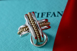 Tiffany & Co. Signature "X" Small 18K Gold & Silver Twist Rope Clip-On Earring *SINGLE*