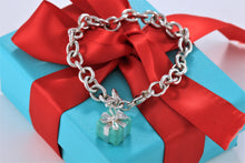 Load image into Gallery viewer, Tiffany &amp; Co. Silver Blue Enamel Giftbox Charm Bracelet
