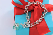Load image into Gallery viewer, Tiffany &amp; Co. Silver Blue Enamel Giftbox Charm Bracelet
