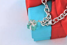 Load image into Gallery viewer, Tiffany &amp; Co. Silver Blue Enamel Giftbox Charm Bracelet
