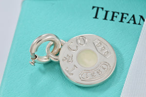 Tiffany & Co. 1837 White Enamel Circle Charm Pendant w/Clasp