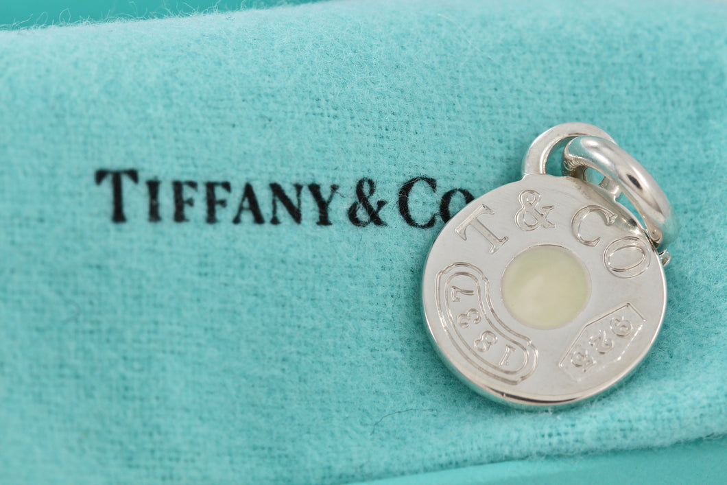 Tiffany & Co. 1837 White Enamel Circle Charm Pendant w/Clasp