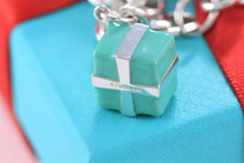 Load image into Gallery viewer, Tiffany &amp; Co. Silver Blue Enamel Giftbox Charm Bracelet
