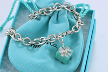 Load image into Gallery viewer, Tiffany &amp; Co. Silver Blue Enamel Giftbox Charm Bracelet
