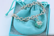 Load image into Gallery viewer, Tiffany &amp; Co. Silver Blue Enamel Giftbox Charm Bracelet

