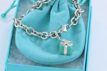 Load image into Gallery viewer, Tiffany &amp; Co. Silver Blue Enamel Giftbox Charm Bracelet
