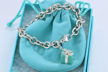 Load image into Gallery viewer, Tiffany &amp; Co. Silver Blue Enamel Giftbox Charm Bracelet
