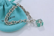 Load image into Gallery viewer, Tiffany &amp; Co. Silver Blue Enamel Giftbox Charm Bracelet
