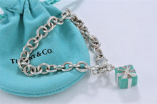Load image into Gallery viewer, Tiffany &amp; Co. Silver Blue Enamel Giftbox Charm Bracelet
