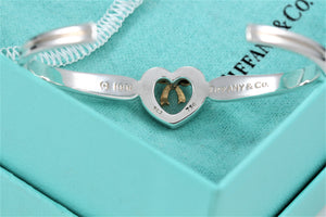 Tiffany & Co. 18K Gold & Silver Ribbon Bow Heart Cuff Bracelet