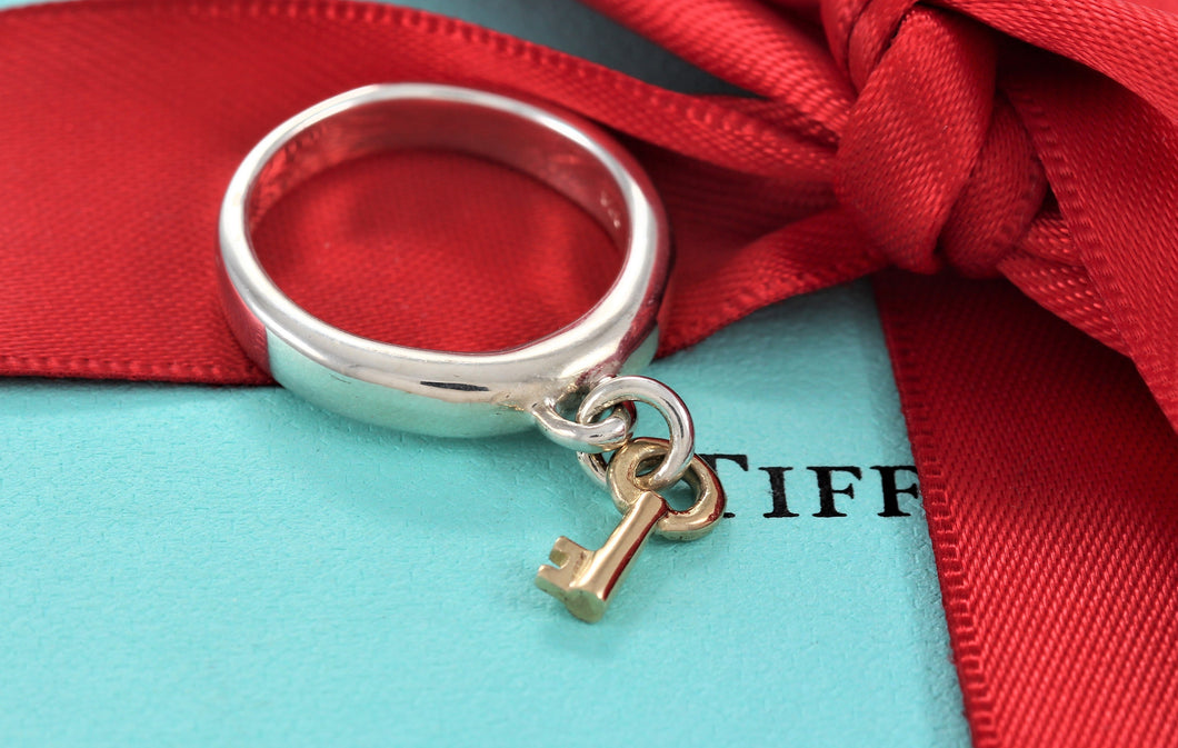 Tiffany & Co. 18K Gold & Silver Dangle Mini Key Ring Band