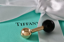 Load image into Gallery viewer, Tiffany &amp; Co. Mens 14K Gold Onyx Barbell Cufflink *SINGLE*
