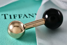 Load image into Gallery viewer, Tiffany &amp; Co. Mens 14K Gold Onyx Barbell Cufflink *SINGLE*
