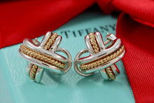 Load image into Gallery viewer, Tiffany &amp; Co. Gold Rope Silver Signature &#39;&#39;X&#39;&#39; Clip-on Earrings
