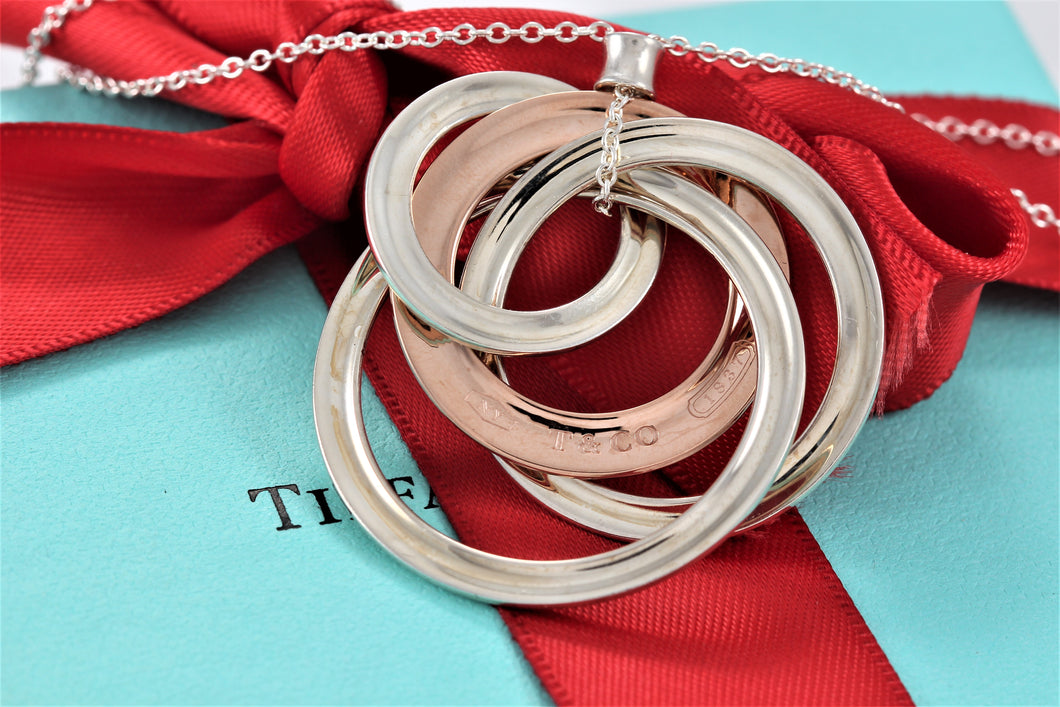 Tiffany & Co. 1837 Silver Large Rubedo 4 Interlocking Circles Necklace