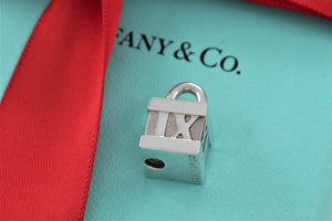 Tiffany & Co. Atlas Silver Roman Numerals Cube Padlock Charm Pendant