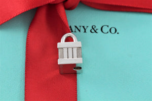 Tiffany & Co. Atlas Silver Roman Numerals Cube Padlock Charm Pendant