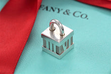 Load image into Gallery viewer, Tiffany &amp; Co. Atlas Silver Roman Numerals Cube Padlock Charm Pendant
