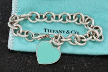 Load image into Gallery viewer, Return To Tiffany &amp; Co. Silver Blue Enamel Heart Charm Bracelet 10mm
