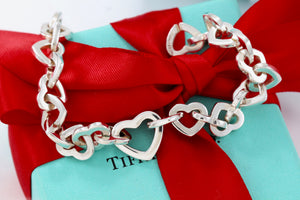 Tiffany & Co. Silver Heart Links 7.5" Bracelet