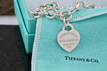 Load image into Gallery viewer, Return To Tiffany &amp; Co. Silver Blue Enamel Heart Charm Bracelet 10mm

