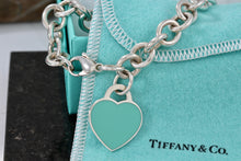 Load image into Gallery viewer, Return To Tiffany &amp; Co. Silver Blue Enamel Heart Charm Bracelet 10mm
