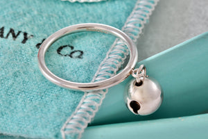 Tiffany & Co. Paloma Picasso Silver Dangle Bell Ball Ring Size 9