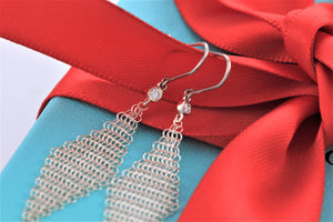 Tiffany & Co. Elsa Peretti Silver Diamond Large Mesh Dangle Earrings