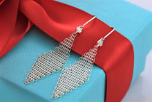 Load image into Gallery viewer, Tiffany &amp; Co. Elsa Peretti Silver Diamond Large Mesh Dangle Earrings
